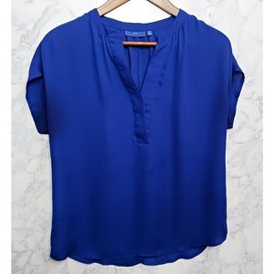 Apt.9 Blue Blouse Top Women Size S Royal Blue Short Sleeve Relaxed Fit